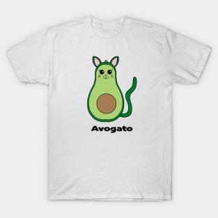 Avogato Cat Avocado Pun Joke Funny Illustration T-Shirt